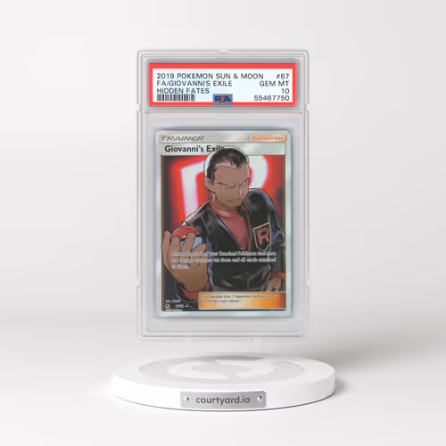 2019 Pokémon Sun & Moon Hidden Fates #67 Giovanni's Exile - Full Art (PSA 10 GEM MINT)
