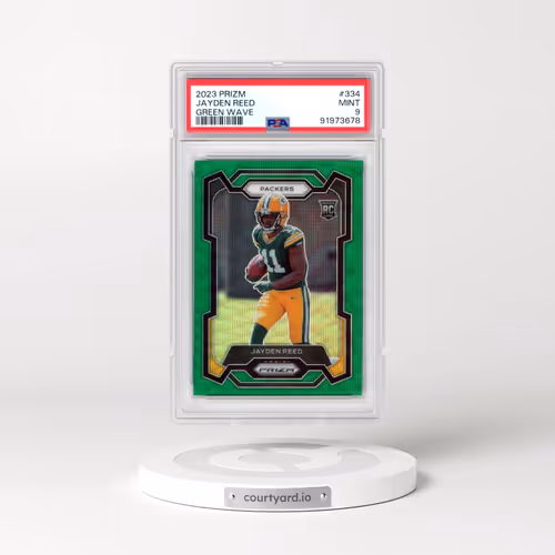 2023 Panini Prizm #334 Jayden Reed - Green Wave (PSA 9 MINT)
