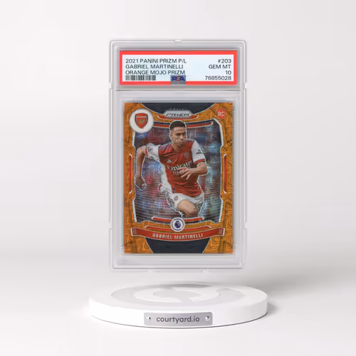2021 Panini Prizm Premier League #203 Gabriel Martinelli - Orange Mojo Prizm (PSA 10 GEM MINT)