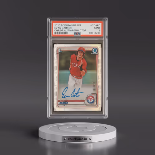 2020 Bowman Draft Chrome Draft Picks Autographs #CDAEC Evan Carter - Refractor (PSA 9 MINT)