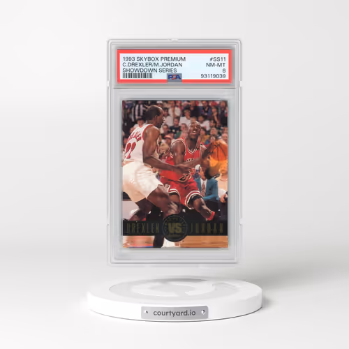 1993 Skybox Premium Showdown Series #SS11 Clyde Drexler/Michael Jordan (PSA 8 NM-MT)