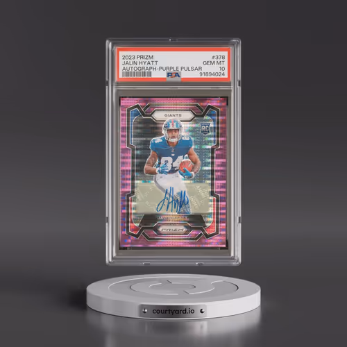 2023 Panini Prizm #378 Jalin Hyatt - Autograph-Purple Pulsar (PSA 10 GEM MINT)