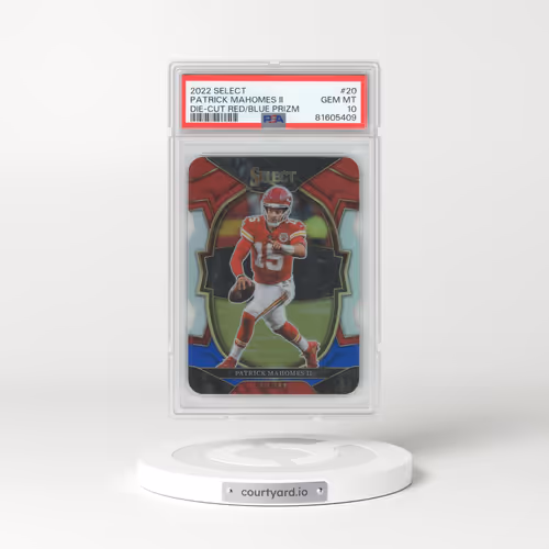2022 Panini Select #20 Patrick Mahomes II - Die-Cut Red/Blue Prizm (PSA 10 GEM MINT)