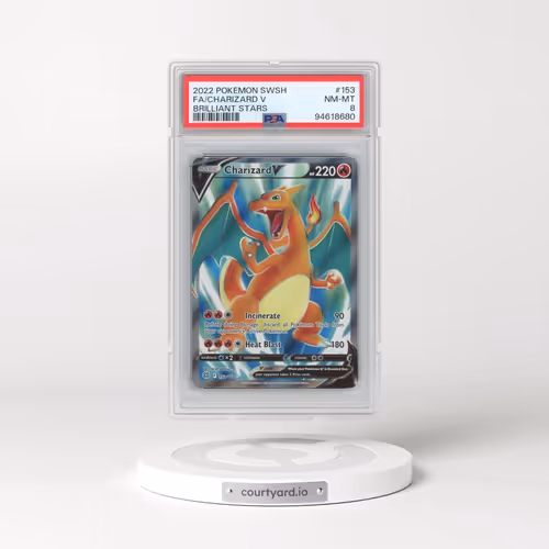2022 Pokémon Sword & Shield Brilliant Stars #153 Charizard V - Holo Full Art (PSA 8 NM-MT)
