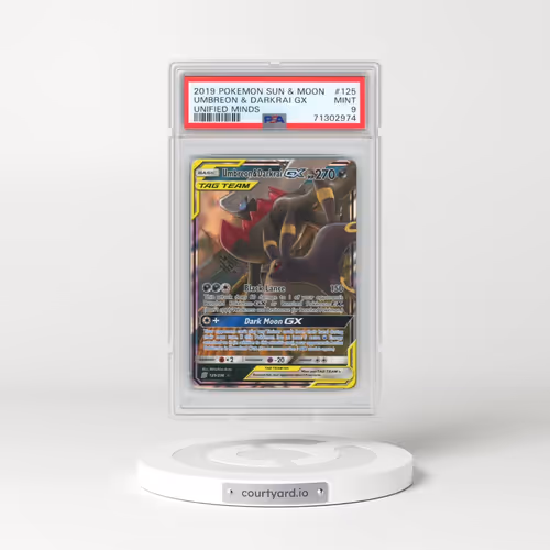 2019 Pokémon Sun & Moon Unified Minds #125 Umbreon & Darkrai GX - Holo (PSA 9 MINT)