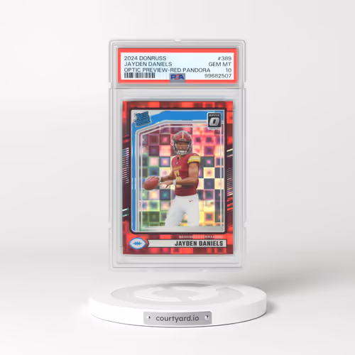2024 Panini Donruss #389 Jayden Daniels - Optic Preview-Red Pandora (PSA 10 GEM MINT)