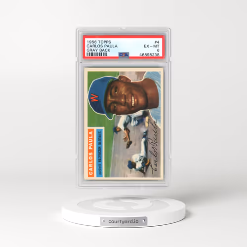 1956 Topps #4 Carlos Paula - Gray Back (PSA 6 EX-MT)
