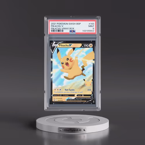 2021 Pokémon Swsh Black Star Promo #143 Pikachu V - Holo Pikachu Vmax Box (PSA 9 MINT)