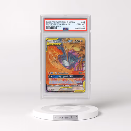 2019 Pokémon Sun & Moon Hidden Fates #44 Moltres & Zapdos & Articuno GX - Holo (PSA 10 GEM MINT)