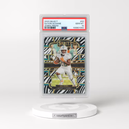 2023 Panini Select #63 DE'Von Achane - Zebra Prizm (PSA 10 GEM MINT)