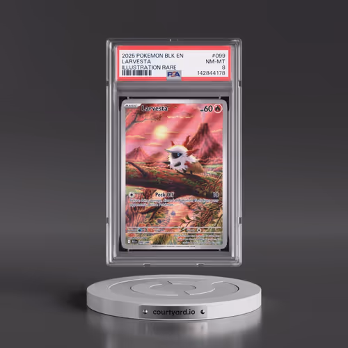 2025 Pokémon Blk EN-Black Bolt #099 Larvesta - Illustration Rare (PSA 8 NM-MT)