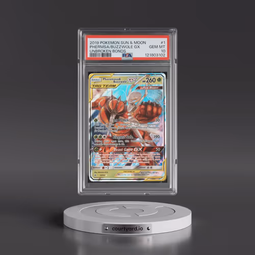 2019 Pokémon Sun & Moon Unbroken Bonds #1 Pheromosa & Buzzwole GX - Holo (PSA 10 GEM MINT)