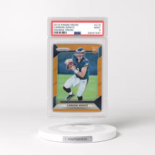 2016 Panini Prizm #218 Carson Wentz - Orange Prizm (PSA 9 MINT)