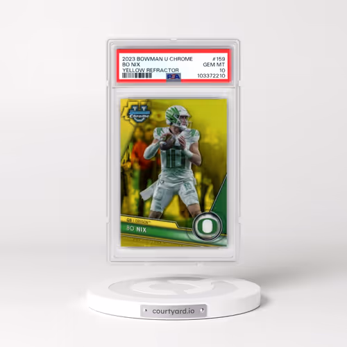 2023 Bowman University Chrome #159 Bo Nix - Yellow Refractor (PSA 10 GEM MINT)