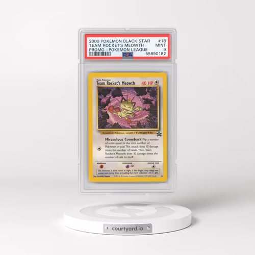 1999 Black Star Promos #18 Team Rocket's Meowth - Pokémon League (PSA 9 MINT)
