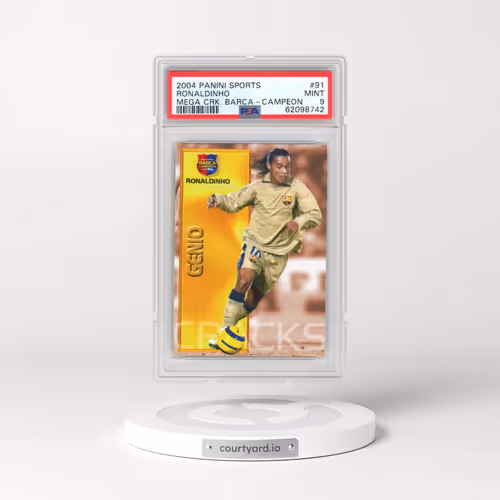 2004 Panini Sports Mega Cracks Barca #91 Ronaldinho - Campeon (Spanish) (PSA 9 MINT)