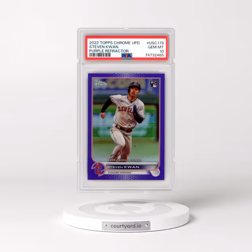 2022 Topps Chrome Update #USC178 Steven Kwan - Purple Refractor (PSA 10 GEM MINT)