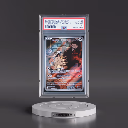2025 Pokémon SV10-Glory of Team Rocket #109 Team Rocket's Meowth - Art Rare (PSA 10 GEM MINT)