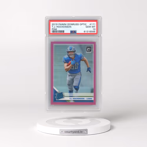 2019 Panini Donruss Optic #171 T.J. Hockenson - Pink (PSA 10 GEM MINT)