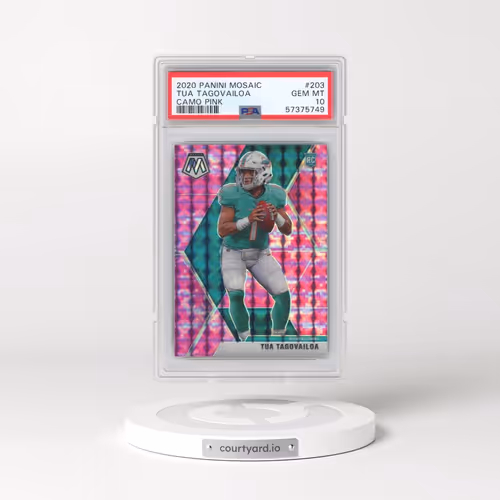 2020 Panini Mosaic #203 Tua Tagovailoa - Camo Pink (PSA 10 GEM MINT)