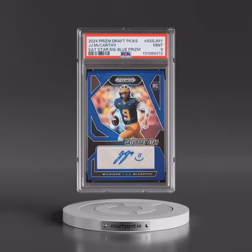 2024 Panini Prizm Draft Picks Saturday Star Signatures #SSSJMY JJ McCarthy - Blue Prizm (PSA 9 MINT)