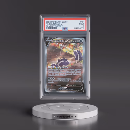 2022 Pokémon Sword & Shield Silver Tempest #181 Skuntank V - Holo Full Art (PSA 9 MINT)