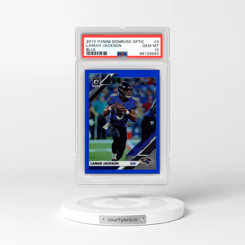 2019 Panini Donruss Optic #9 Lamar Jackson - Blue (PSA 10 GEM MINT)