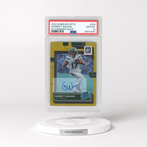 2022 Panini Donruss Optic #206 Garrett Wilson - Autograph-Gold (PSA 10 GEM MINT)