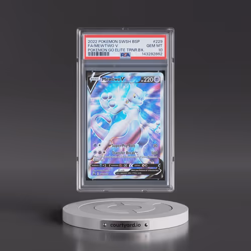 2022 Pokémon Swsh Black Star Promo #229 Mewtwo V - Holo Full Art Pokemon Go Elite Trainer Box (PSA 1