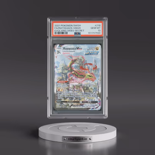 2021 Pokémon Sword & Shield Evolving Skies #218 Rayquaza Vmax - Full Art Secret (PSA 10 GEM MINT)