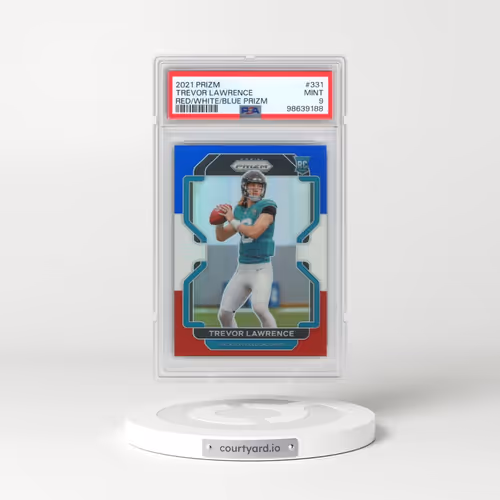 2021 Panini Prizm #331 Trevor Lawrence - Red/White/Blue Prizm (PSA 9 MINT)