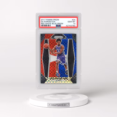 2017 Panini Prizm #24 DE'Aaron Fox - Red White Blue Prizm (PSA 10 GEM MINT)