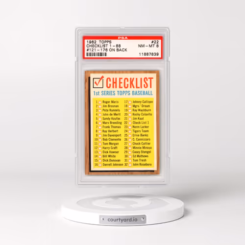 1962 Topps #22 Checklist 1-88 - #121-176 on Back (PSA 8 NM-MT)