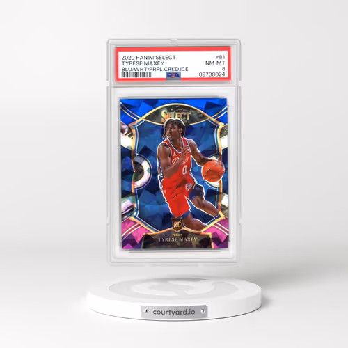 2020 Panini Select #81 Tyrese Maxey - Blue/White/Purple Cracked Ice (PSA 8 NM-MT)