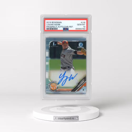 2019 Bowman Prospect Autographs Chrome #LW Logan Webb - Refractor (PSA 10 GEM MINT)