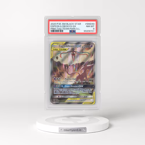 2020 Pokémon SM Black Star Promo #SM240 Espeon & Deoxys GX - Holo Tag Team Powers Collection (PSA 8 NM-MT)