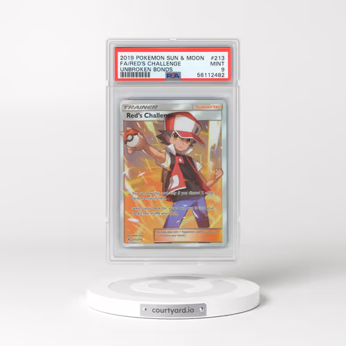 2019 Pokémon Sun & Moon Unbroken Bonds #213 Red's Challenge - Full Art (PSA 9 MINT)