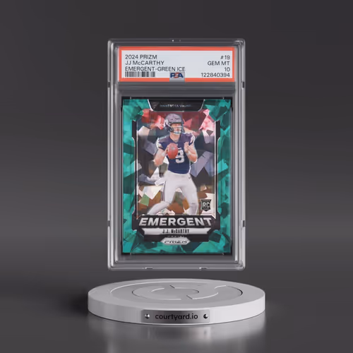 2024 Panini Prizm Emergent #19 JJ McCarthy - Green Ice (PSA 10 GEM MINT)