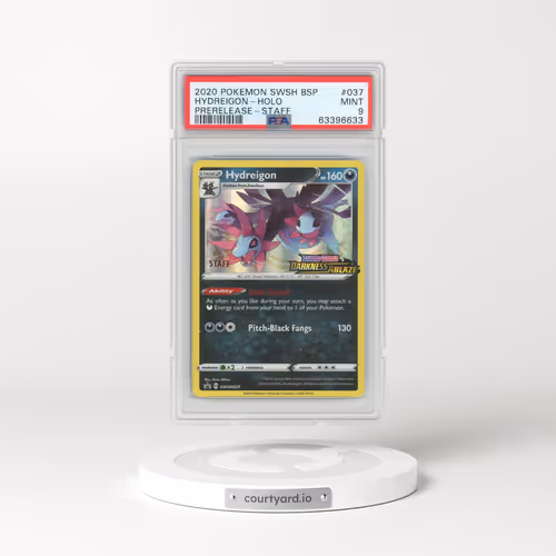2020 Pokémon Swsh Black Star Promo #037 Hydreigon - Holo Prerelease-Staff (PSA 9 MINT)