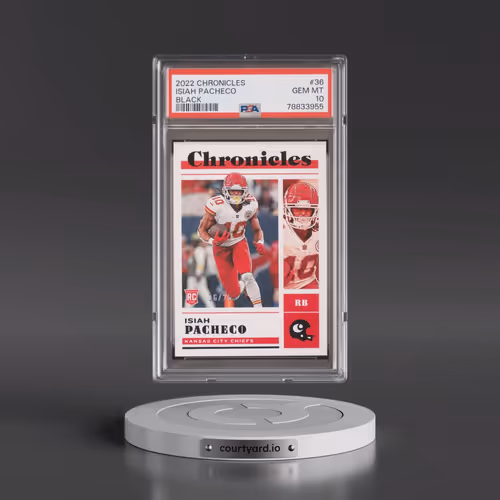 2022 Panini Chronicles #36 Isiah Pacheco - Black (PSA 10 GEM MINT)
