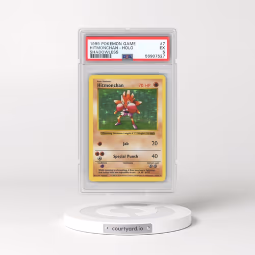 1999 Pokémon Game #7 Hitmonchan - Holo Shadowless (PSA 5 EX)