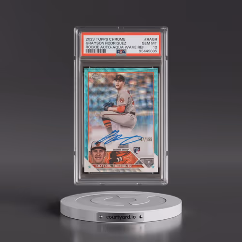 2023 Topps Chrome Rookie Autograph #RAGR Grayson Rodriguez - Aqua Wave Refractor (PSA 10 GEM MINT)