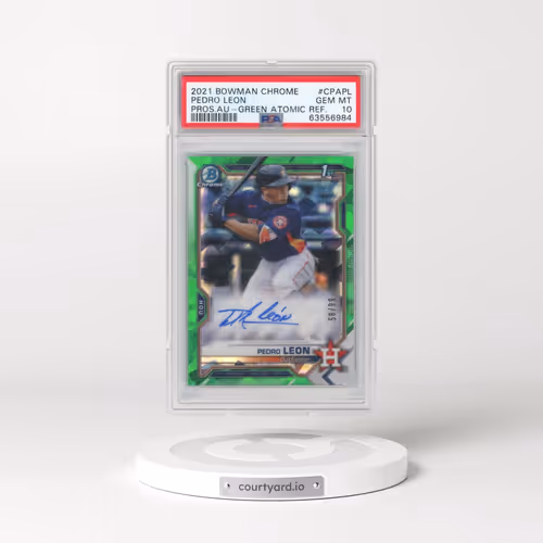2021 Bowman Chrome Prospect Autographs #CPAPL Pedro Leon - Green Atomic Refractor (PSA 10 GEM MINT)