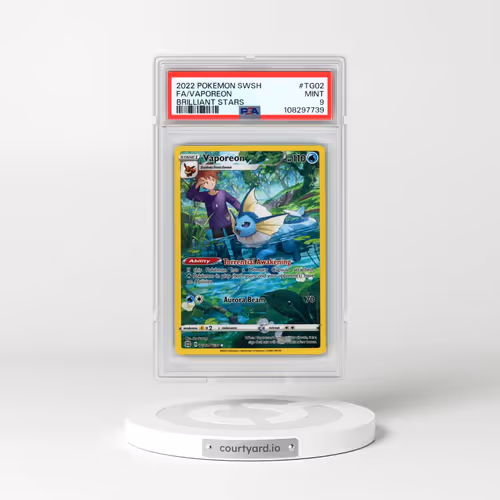 2022 Pokémon Sword & Shield Brilliant Stars #TG02 Vaporeon - Full Art (PSA 9 MINT)