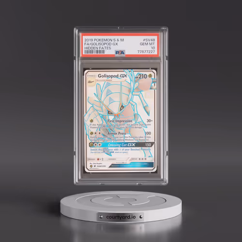 2019 Pokémon Sun & Moon Hidden Fates #SV48 Golisopod GX - Holo Full Art (PSA 10 GEM MINT)