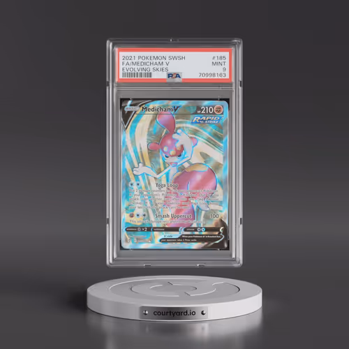 2021 Pokémon Sword & Shield Evolving Skies #185 Medicham V - Holo Full Art (PSA 9 MINT)