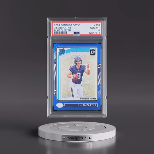 2024 Panini Donruss Optic #235 JJ McCarthy - Blue Glitter (PSA 10 GEM MINT)