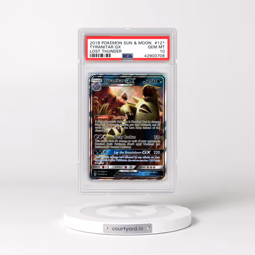 2018 Pokémon Sun & Moon Lost Thunder #121 Tyranitar GX - Holo (PSA 10 GEM MINT)