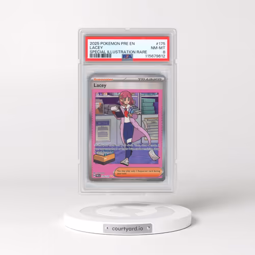 2025 Pokémon Pre EN-Prismatic Evolutions #175 Lacey - Special Illustration Rare (PSA 8 NM-MT)