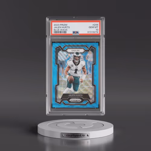 2023 Panini Prizm #244 Jalen Hurts - Blue Wave (PSA 10 GEM MINT)